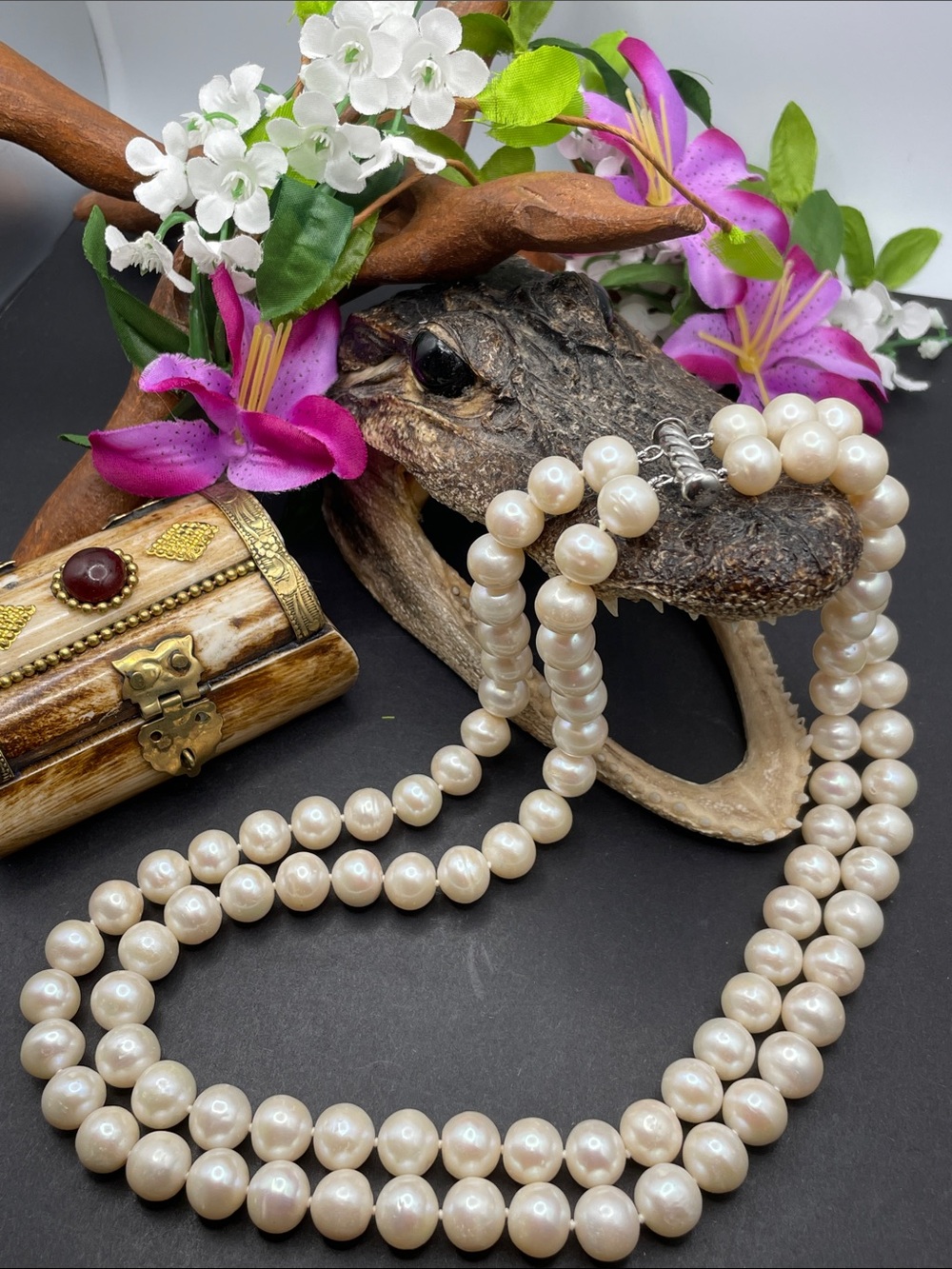 Cultured pearl multi-strand necklace 925 D33